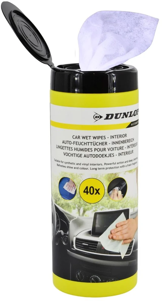Dunlop - drėgnos servetėlės automobilio salono priežiūrai (40 vnt.)