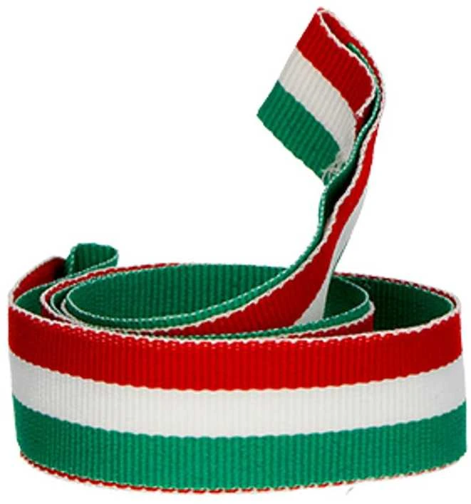Detal Kaspinas 20 mm - Žalia - Balta - Raudona