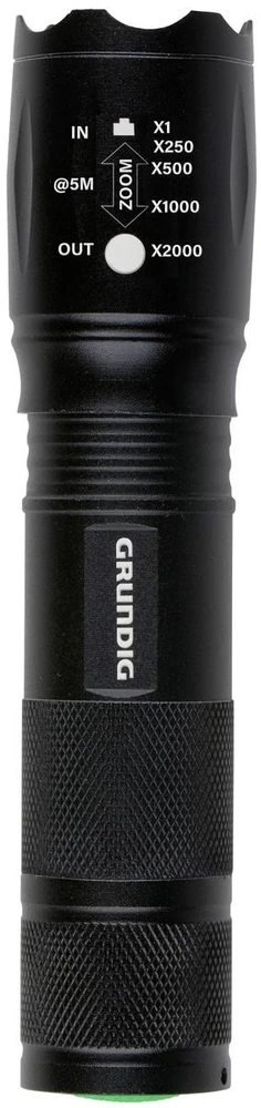 LATARKA TAKTYCZNA LED GRUNDIG MEGALIGHT 80LM ZOOM 5 TRYBÓW 200M aliumininės