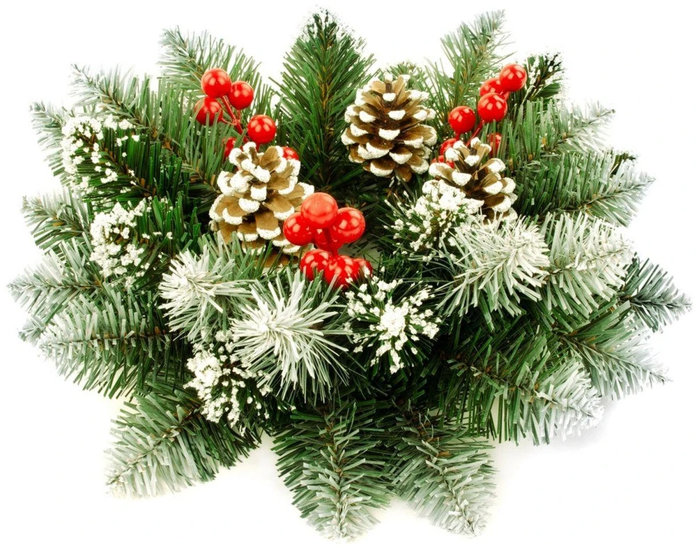 Dekoracja świąteczna Saska Garden Wianek diamentowy 38CM su jarzębiną i szyszkami