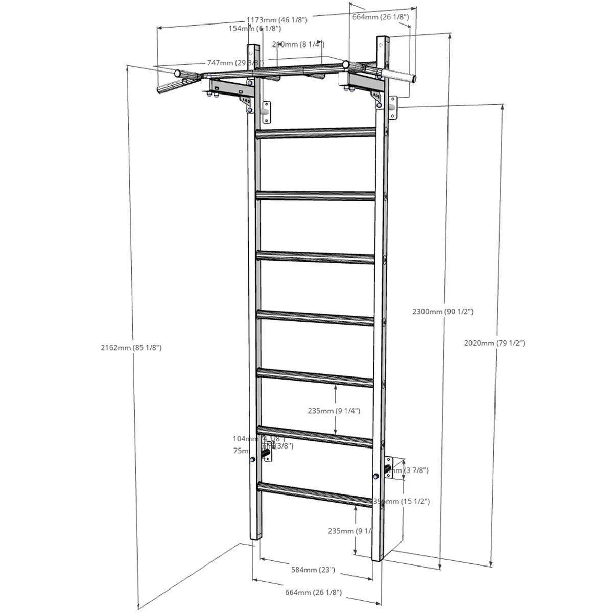 Medinė-metalinė gimnastikos kopėčia BenchK 221B