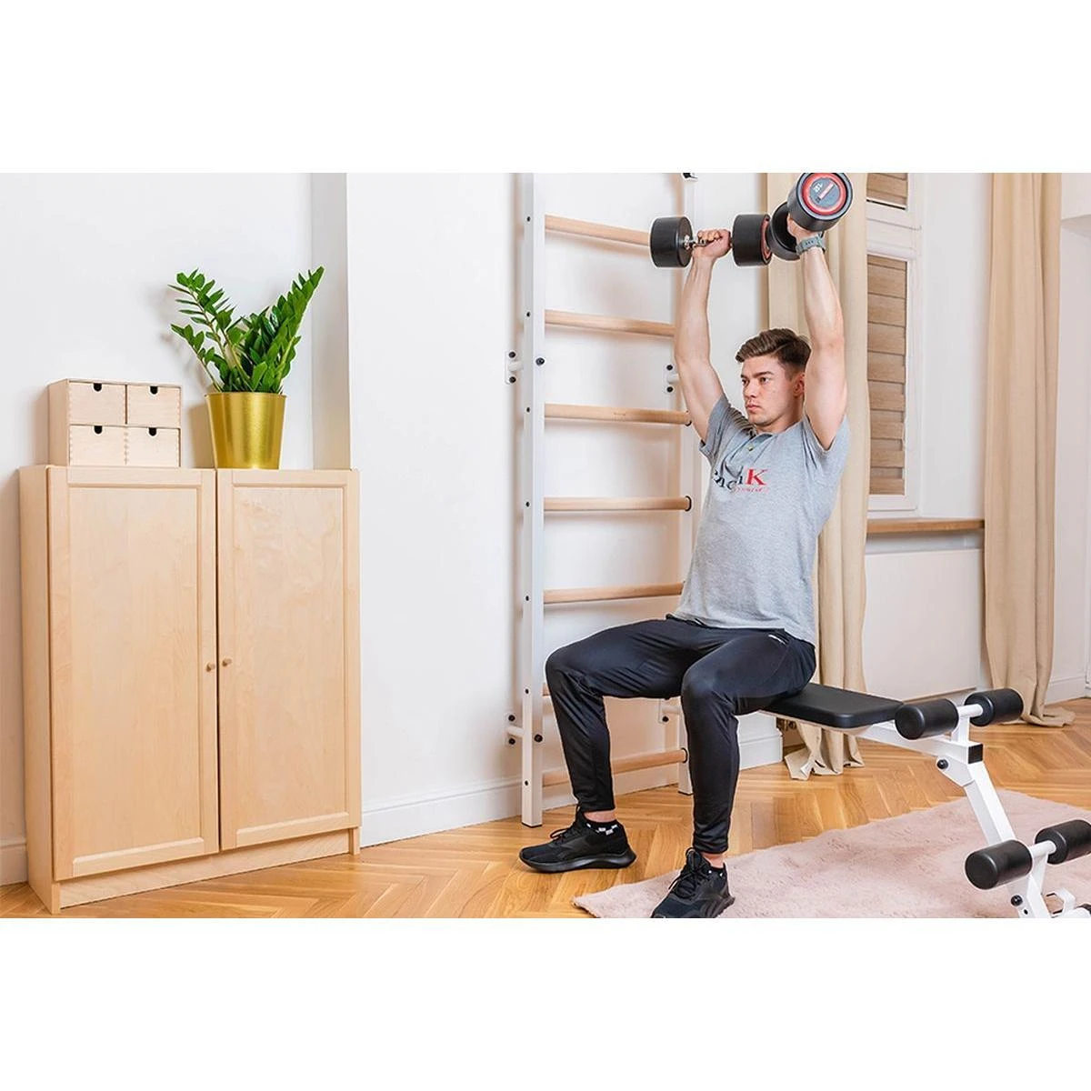 Benchk Gimnastikos kopėčios su skersiniu ir rankenomis