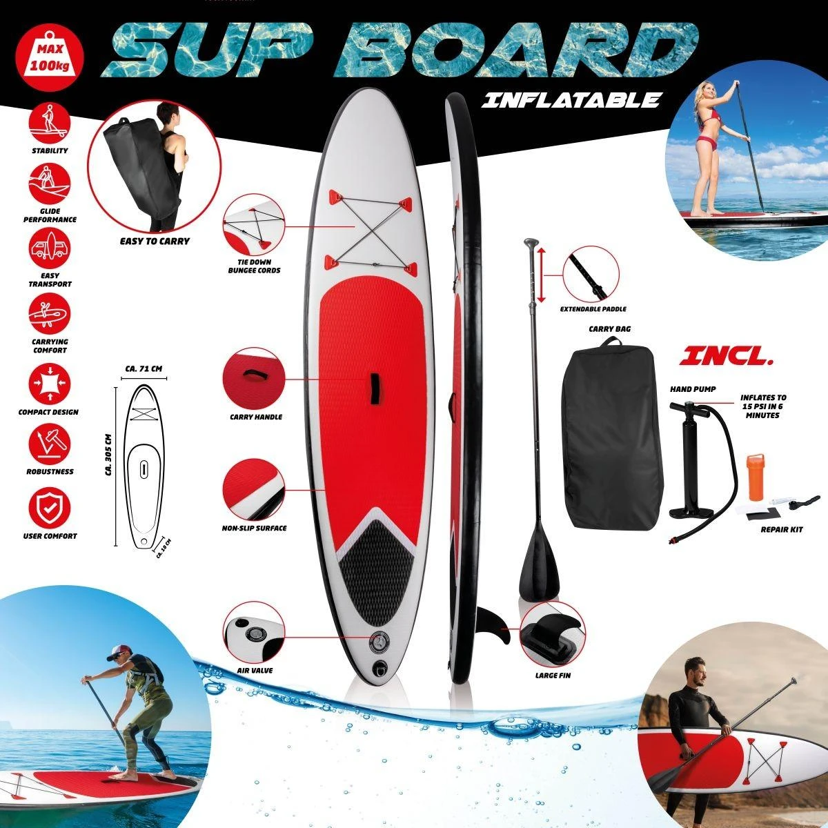 Dunlop Pripučiama Sup lenta 305x71x10cm 100kg