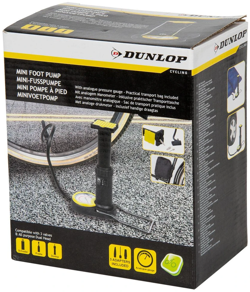 Kojinė dviračio pompa su slėgio matuokliu Dunlop