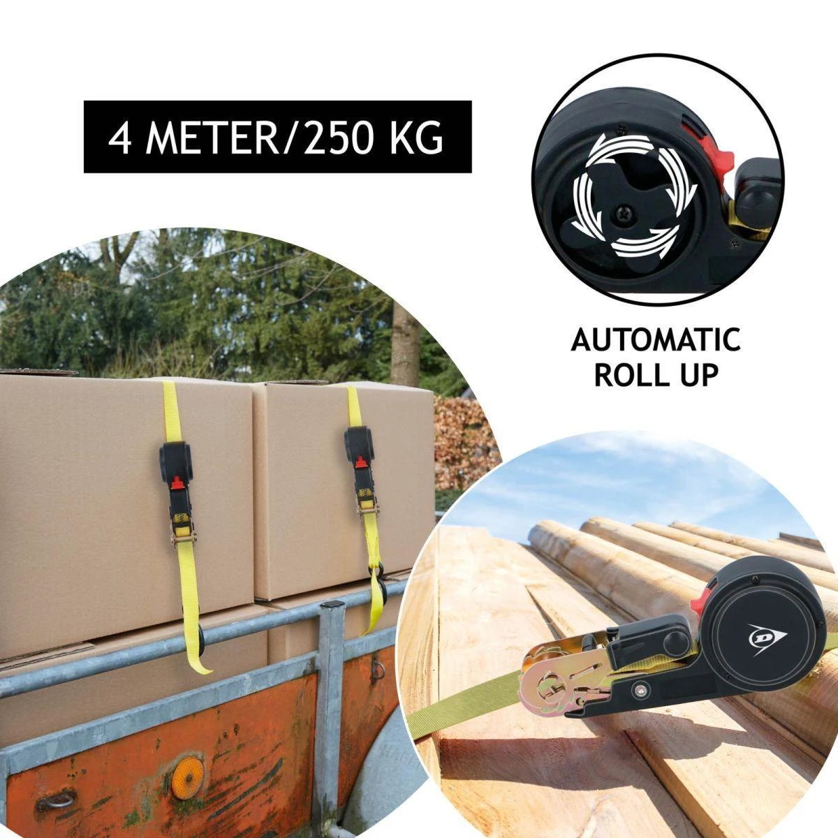 Dunlop Automatinis tvirtinimo diržas 250 kg 4 m
