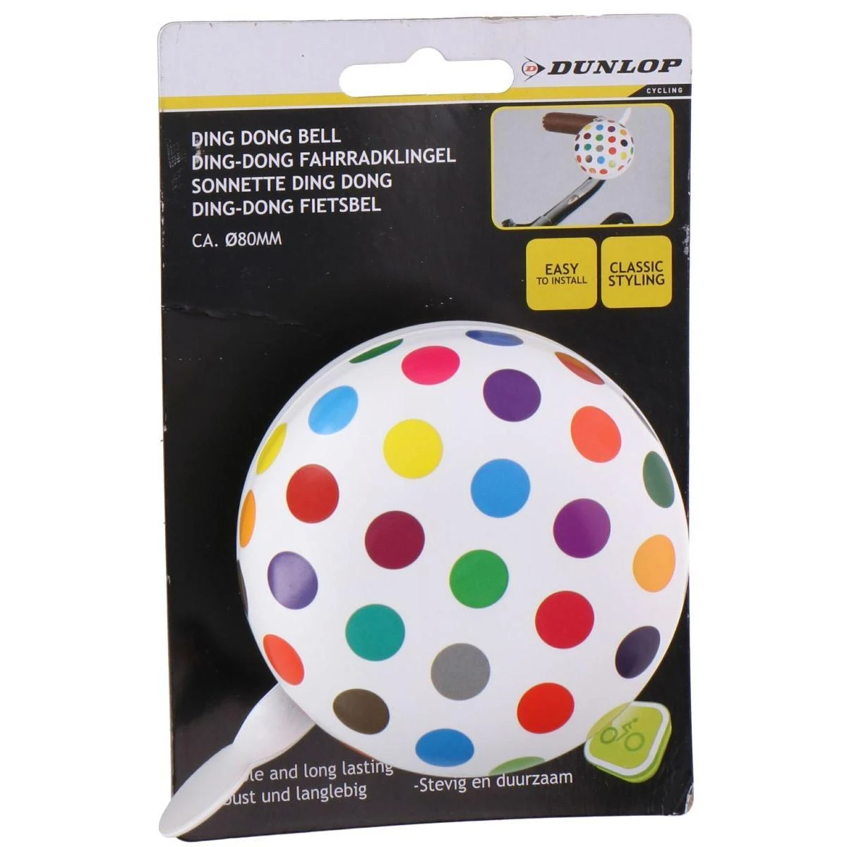 dviratis skambutis Dunlop 80 mm taškeliai