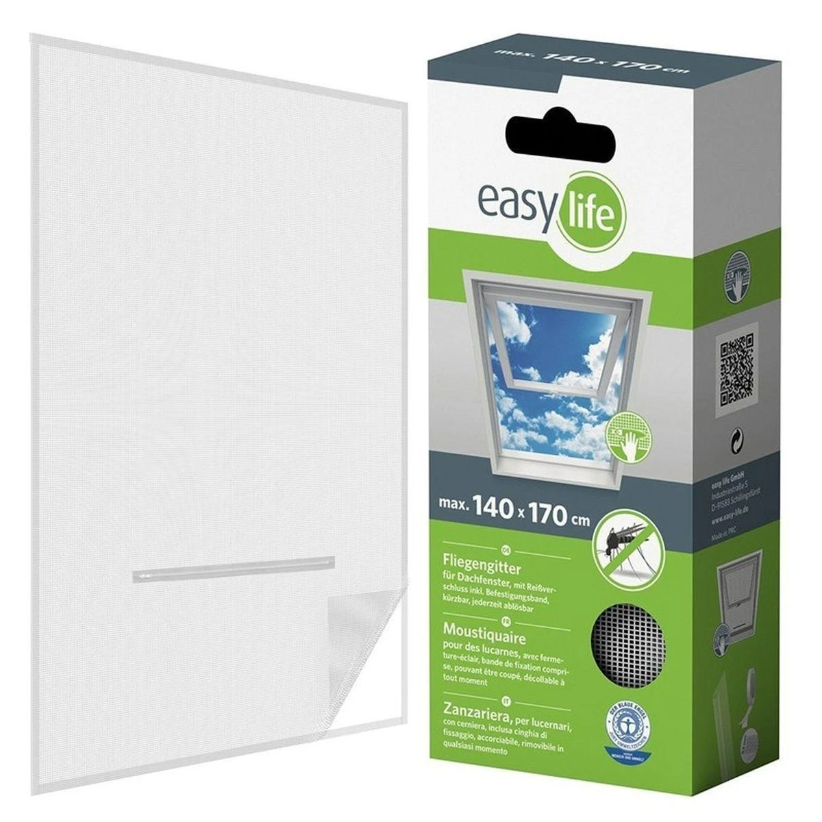 Easy Life Mako TINKLELIS NUO UODŲ STOGO LANGUI 140X170 Baltas POLIESTERIS+LIPNI JUOSTELĖ 9000519