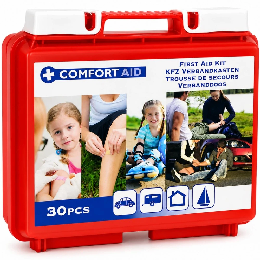 EDCO AUTOMOBILINĖ VAISTINĖLĖ SU PRIEMONĖMIS 30 ELEMENTŲ BOX 141145