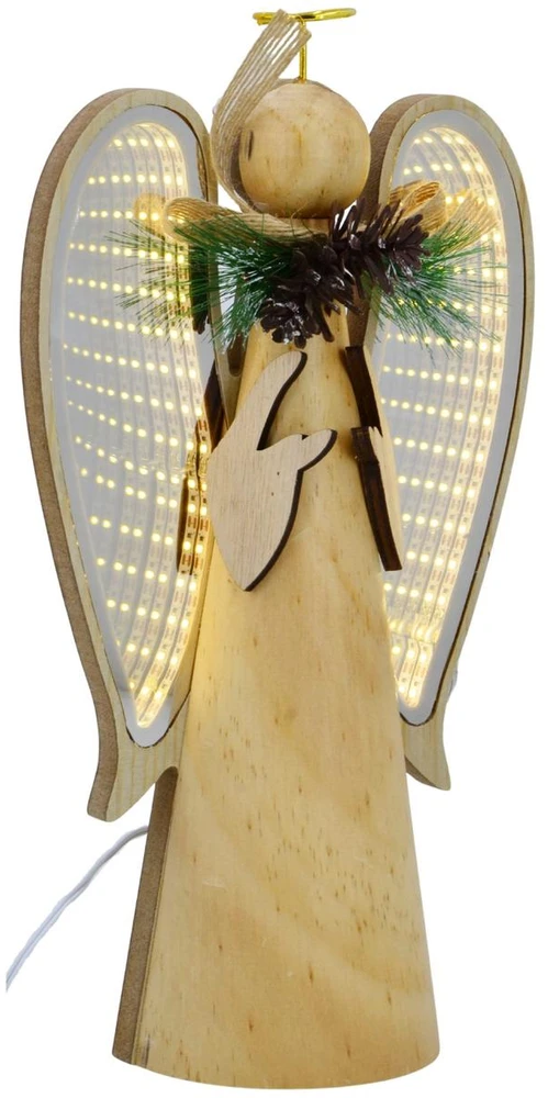 Dekoracja świąteczna Edelman Anioł dekoracyjny drewniany LED wys: 30CM USB