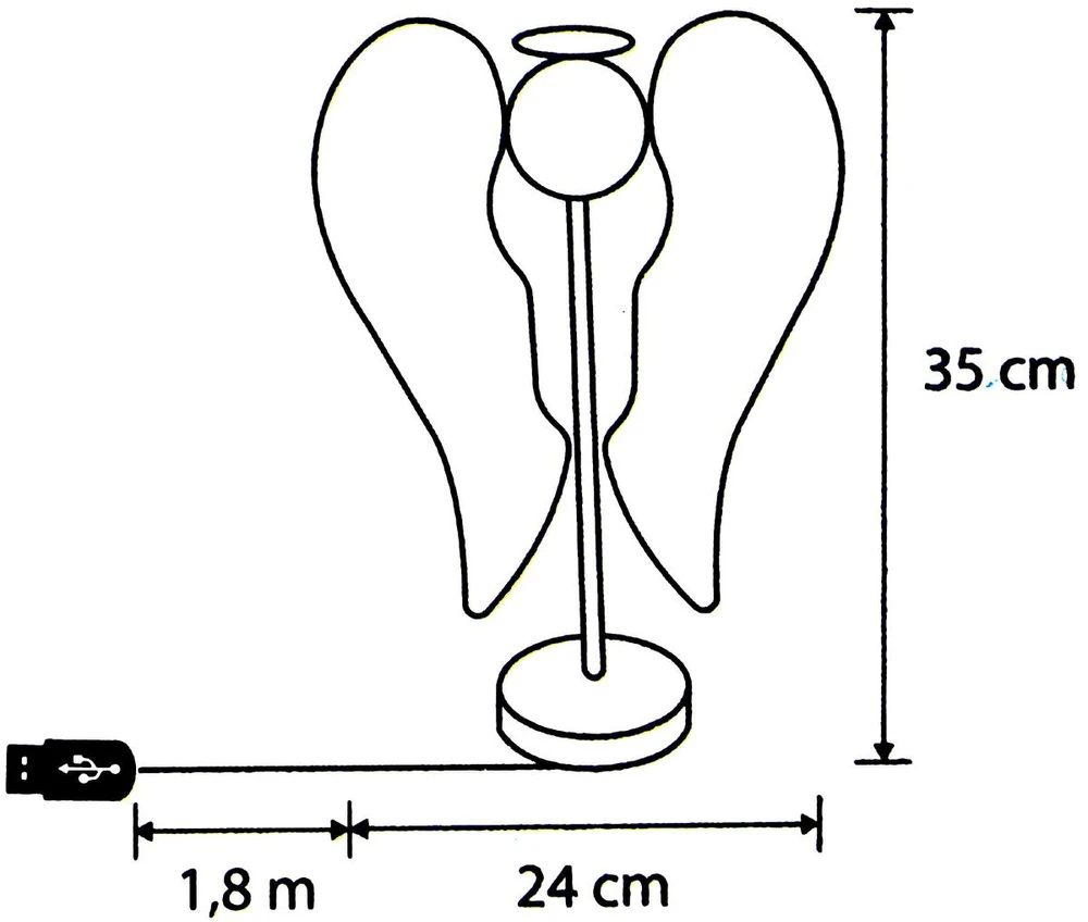EDELMAN DEKORATYVINIS ANGELAS SPARNAI MEDINIS 106 LED INFINITY 37CM USB LUCA