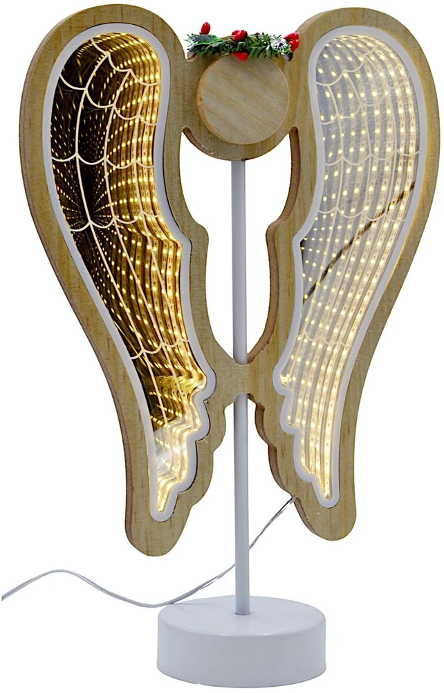 EDELMAN DEKORATYVINIS ANGELAS SPARNAI MEDINIS 106 LED INFINITY 37CM USB LUCA