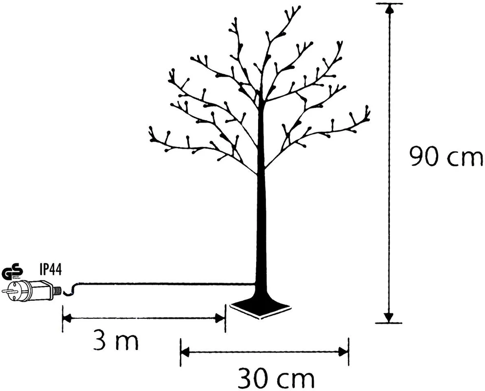 Dekoracja świąteczna Edelman Drzewko dekoracyjne 100LED 90CM juodas