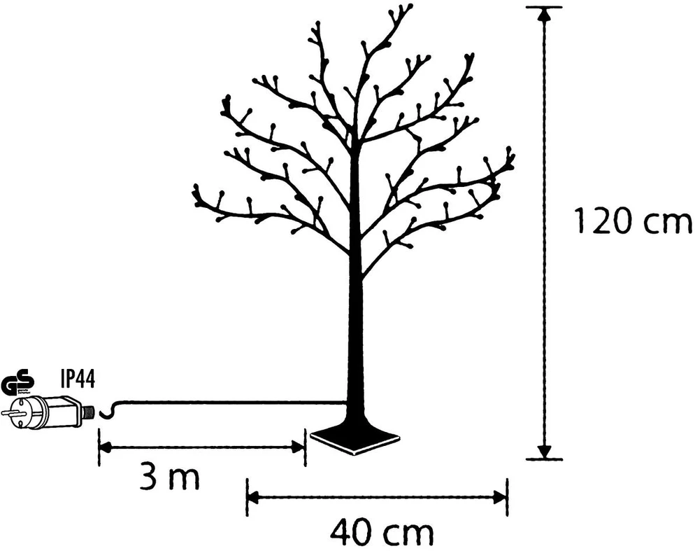 Dekoracja świąteczna Edelman Drzewko dekoracyjne 150LED 120CM baltas