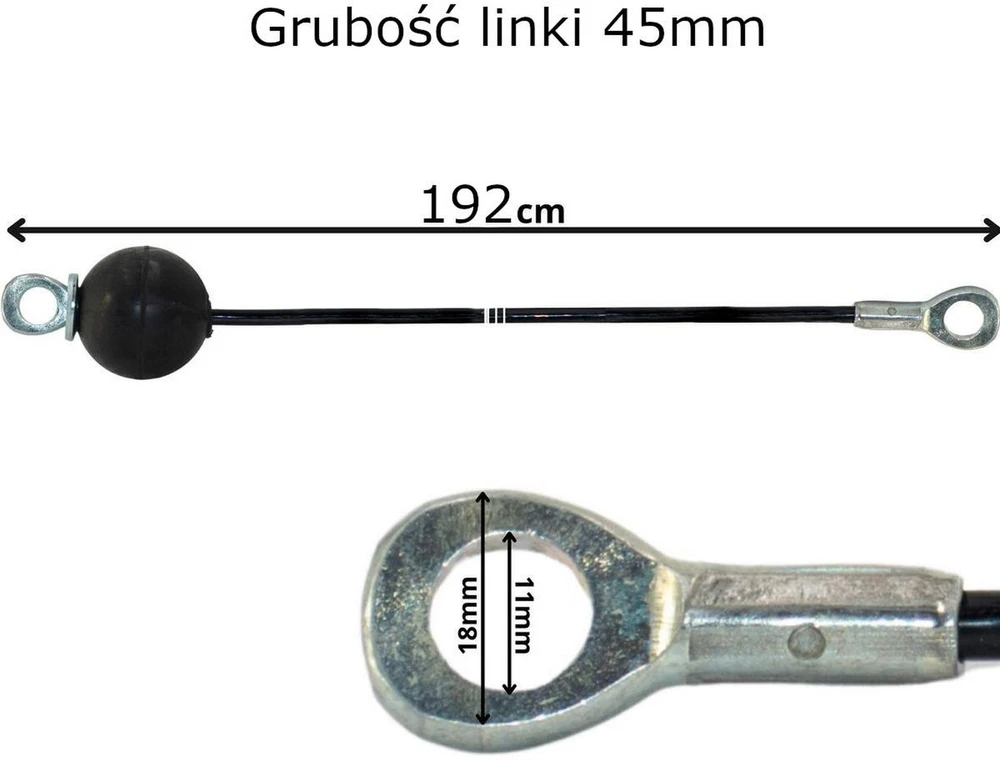 Enero Plieninė traukos lynas 192 cm su guminiu atmušikliu