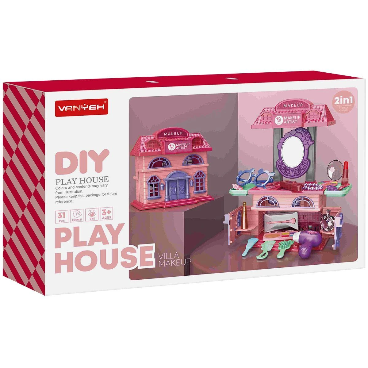 Enero Toys Kosmetinė-lėliukų namelis 2 in1 25x19,5x41,5 cm