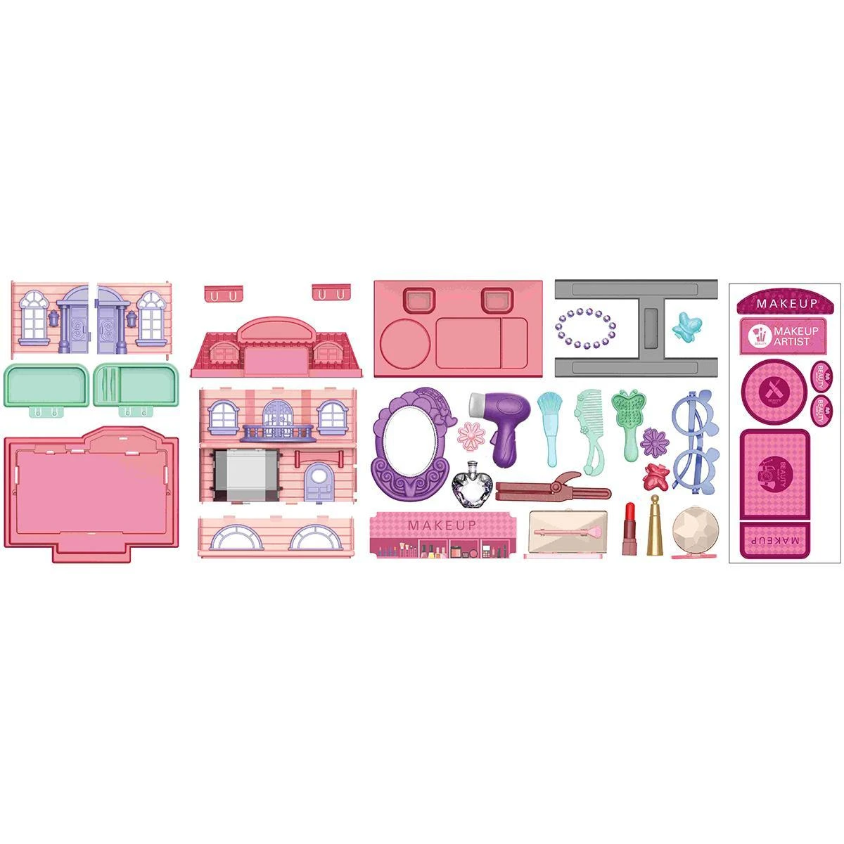 Enero Toys Kosmetinė-lėliukų namelis 2 in1 25x19,5x41,5 cm