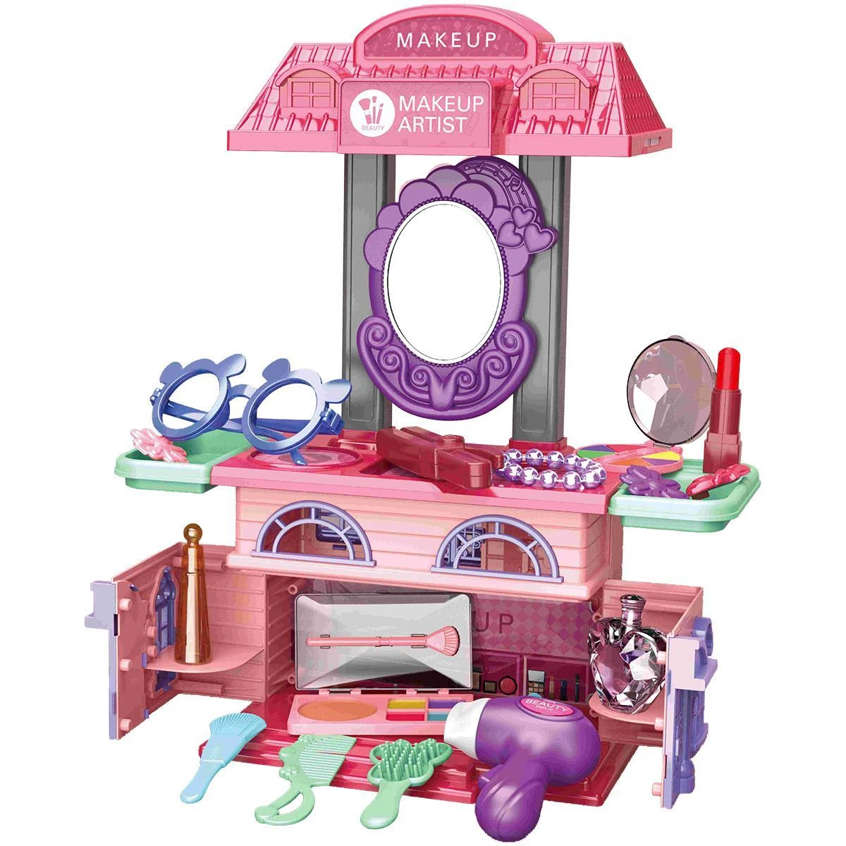 Enero Toys Kosmetinė-lėliukų namelis 2 in1 25x19,5x41,5 cm