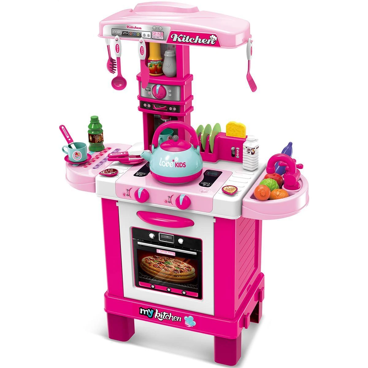 Enero Toys Vaikų virtuvė su 32 elementais rožinė