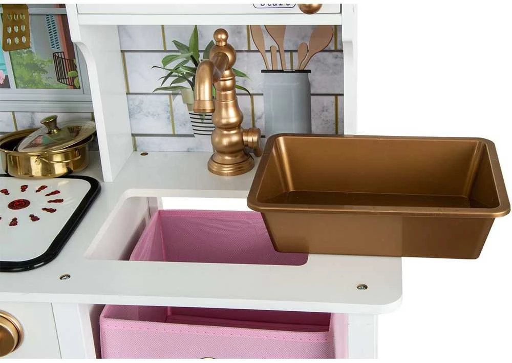 Enero Toys Medinė vaikiška virtuvėlė su LED 60x30x88,5cm