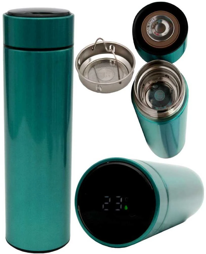 Excellent Houseware Excellent Housewere THERMOS TOURIST PUODULIS SU TERMOMETRA 450ml MĖLYNA