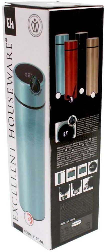 Excellent Houseware Excellent Housewere THERMOS TOURIST PUODULIS SU TERMOMETRA 450ml MĖLYNA
