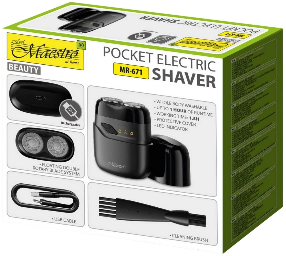 MAESTRO MR-671 USB kelioninis elektrinis skustuvas