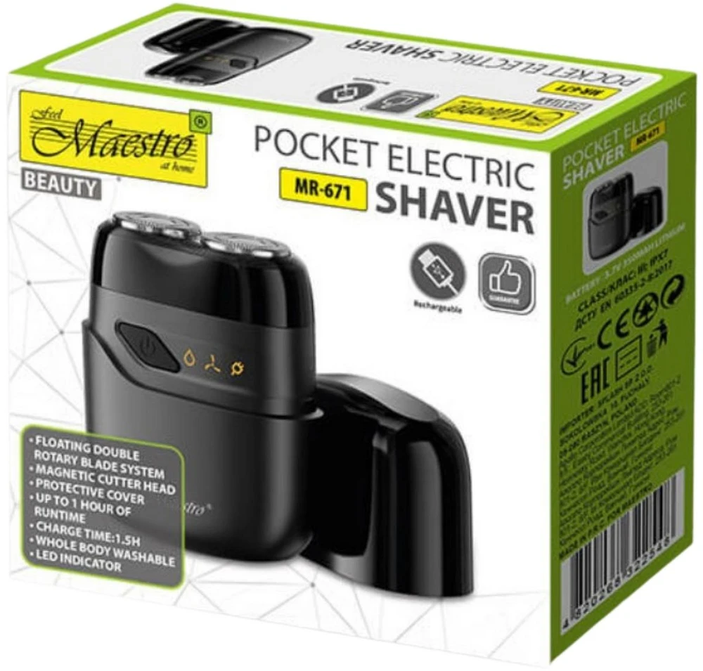 MAESTRO MR-671 USB kelioninis elektrinis skustuvas
