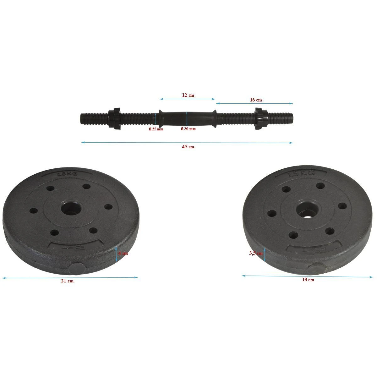 Keičiamo svorio hanteliai EB Fit, 16kg (2x8kg)