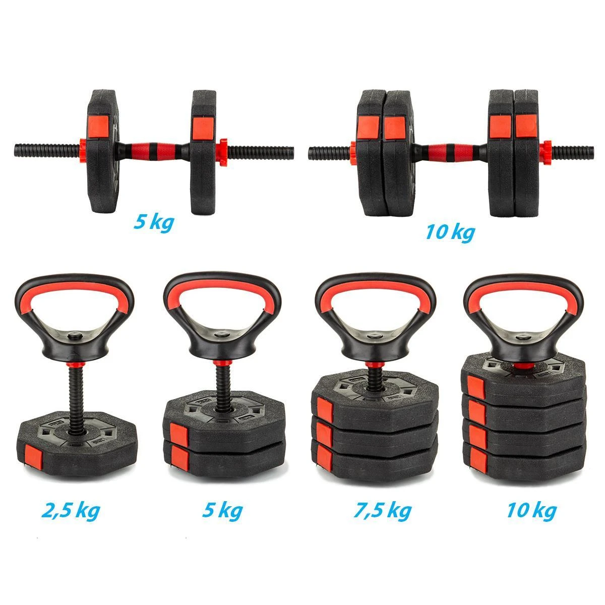 Keičiamo svorio hantelis EB Fit 2in1, 10kg
