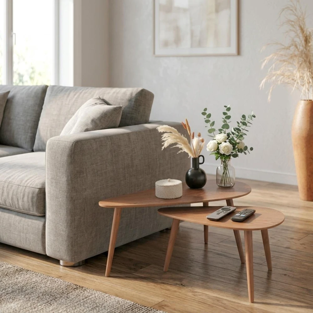 Home Styling Collection SVETAINĖS KAVOS STALIUKŲ RINKINYS 2 VNT. MDF MEDIENOS