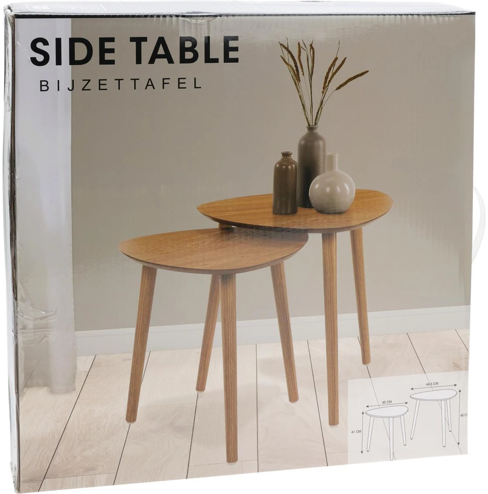 Home Styling Collection komplektas šoninių kavos stalų medinis paviršius