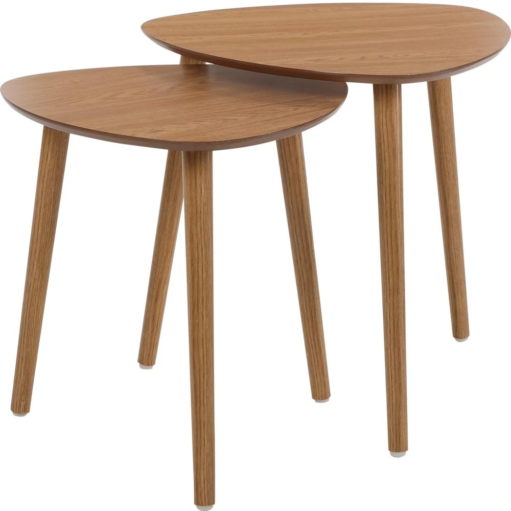 Home Styling Collection komplektas šoninių kavos stalų medinis paviršius