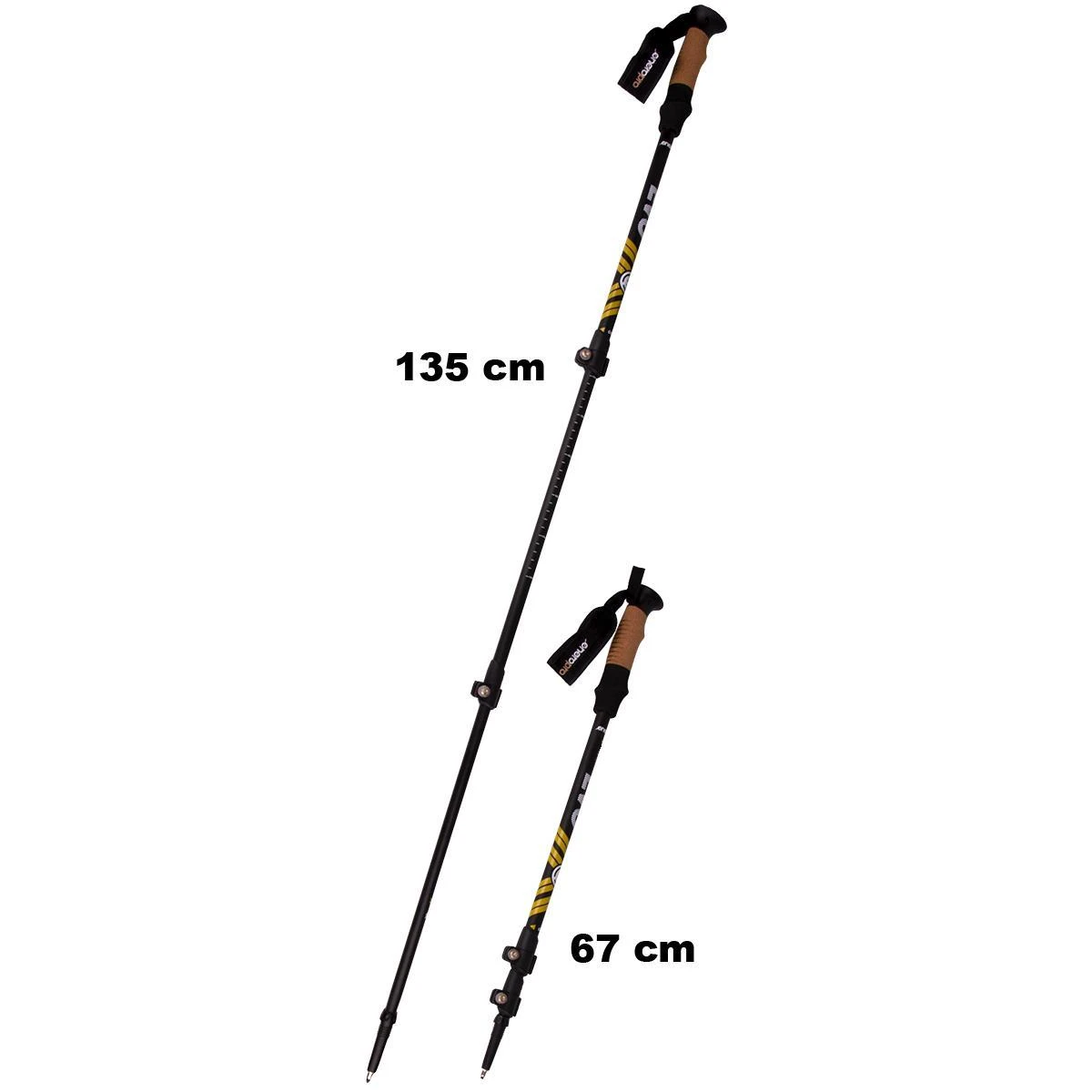 Enero Pro Sulankstomos šiaurietiško ėjimo - trekingo lazdos, 110-130cm, juodos