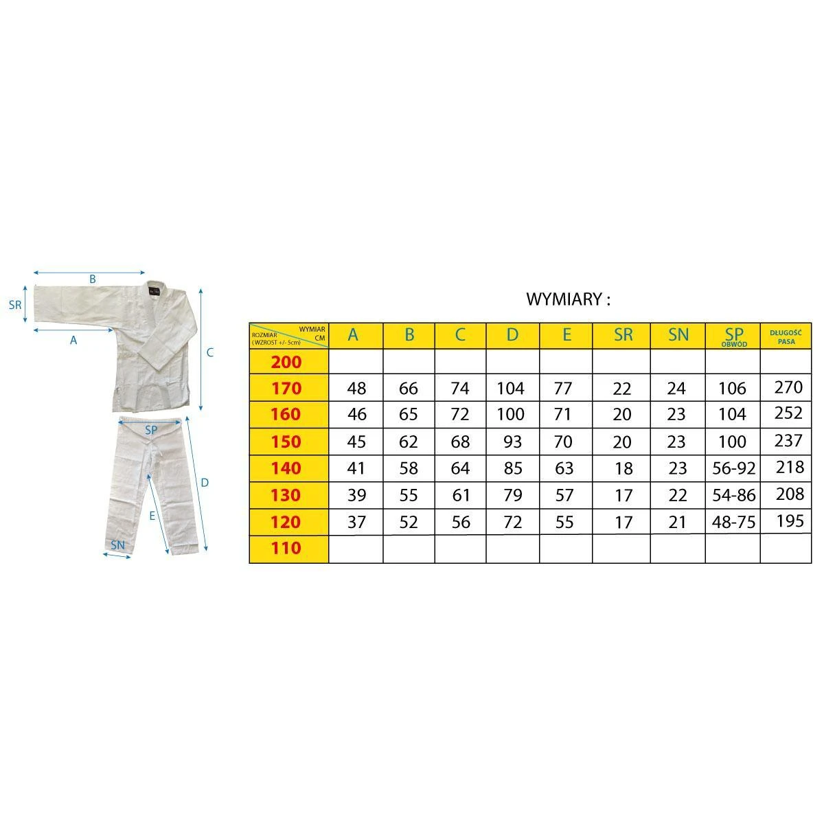 Kimono judo aikido Enero 150 cm balta