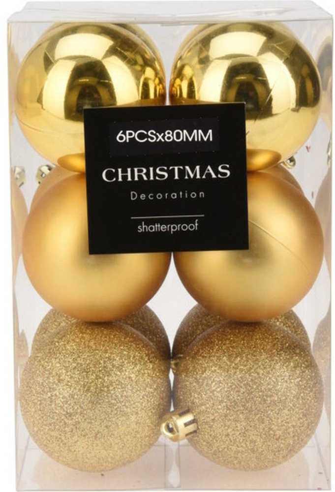 Mondex Christmas Decoration DEKORATYVINIS PLASTIKINIS KUMULYS, Saugus, 6 vnt., 80 mm skersmens, AUKSO