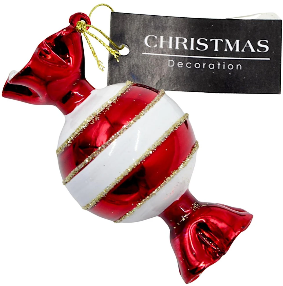 KOOPMAN BOMBKA FORMÓWKA SZKLANA CUKIEREK 10CM PASKI POZIOME
