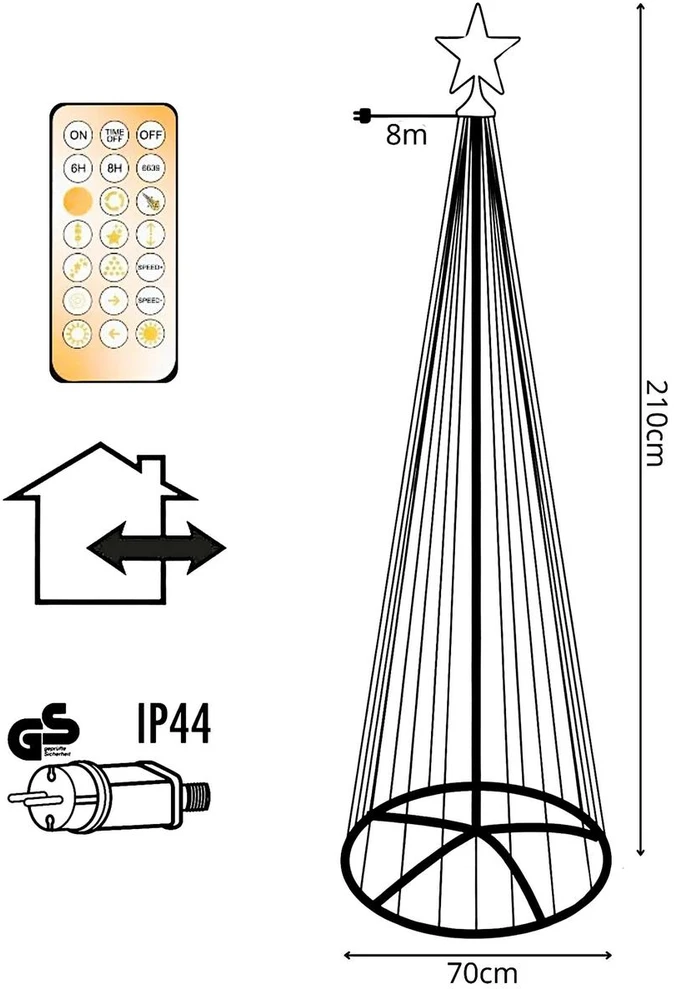 Koopman Choinka dekoracyjna 370LED super ciepły balta 210CM juodas