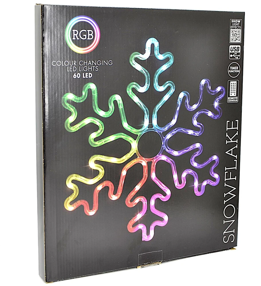 KOOPMAN DEKORACINĖ PAKABINAMA SNIEGUOLĖ 31,5 x 36 CM 60LED RGB SU LAIKMAČIU USB