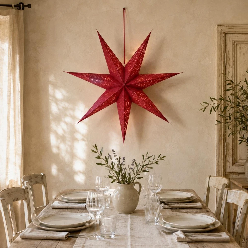 Christmas Gifts KOOPMAN DEKORATYVINĖ POPIERINĖ ŽVAIGŽDĖ 60CM RAUDONA