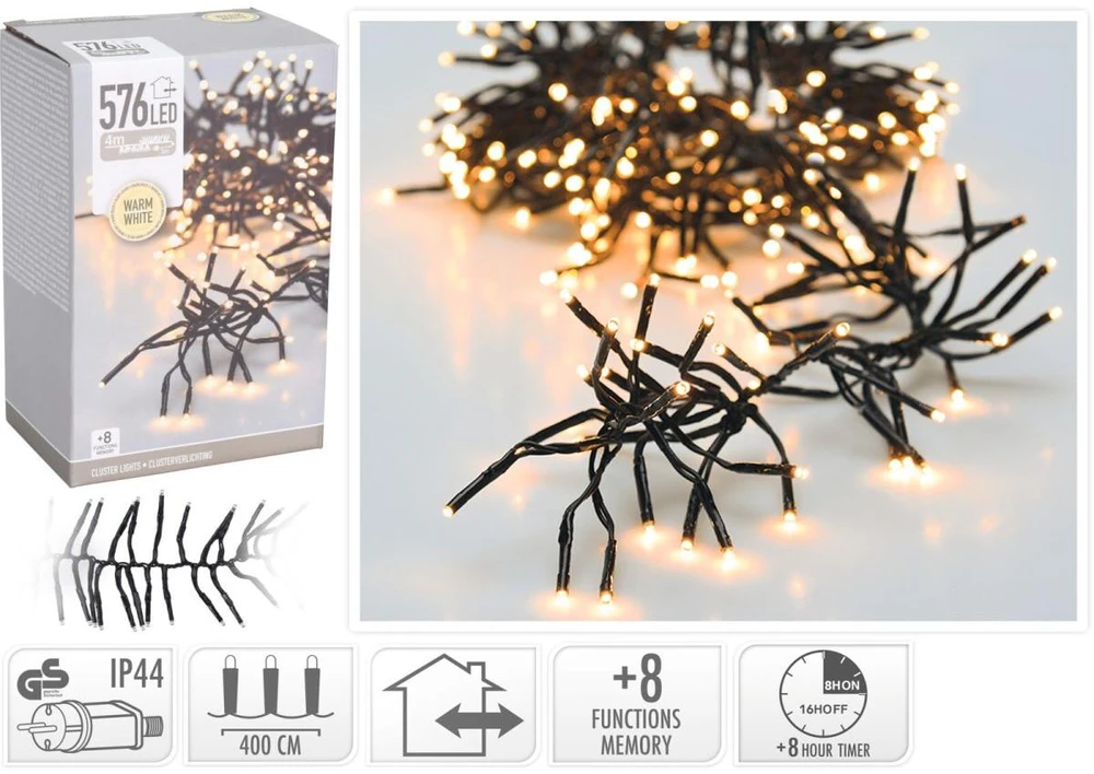 Mondex kalėdų eglutės dekoracijos 576 LED su laikmačiu