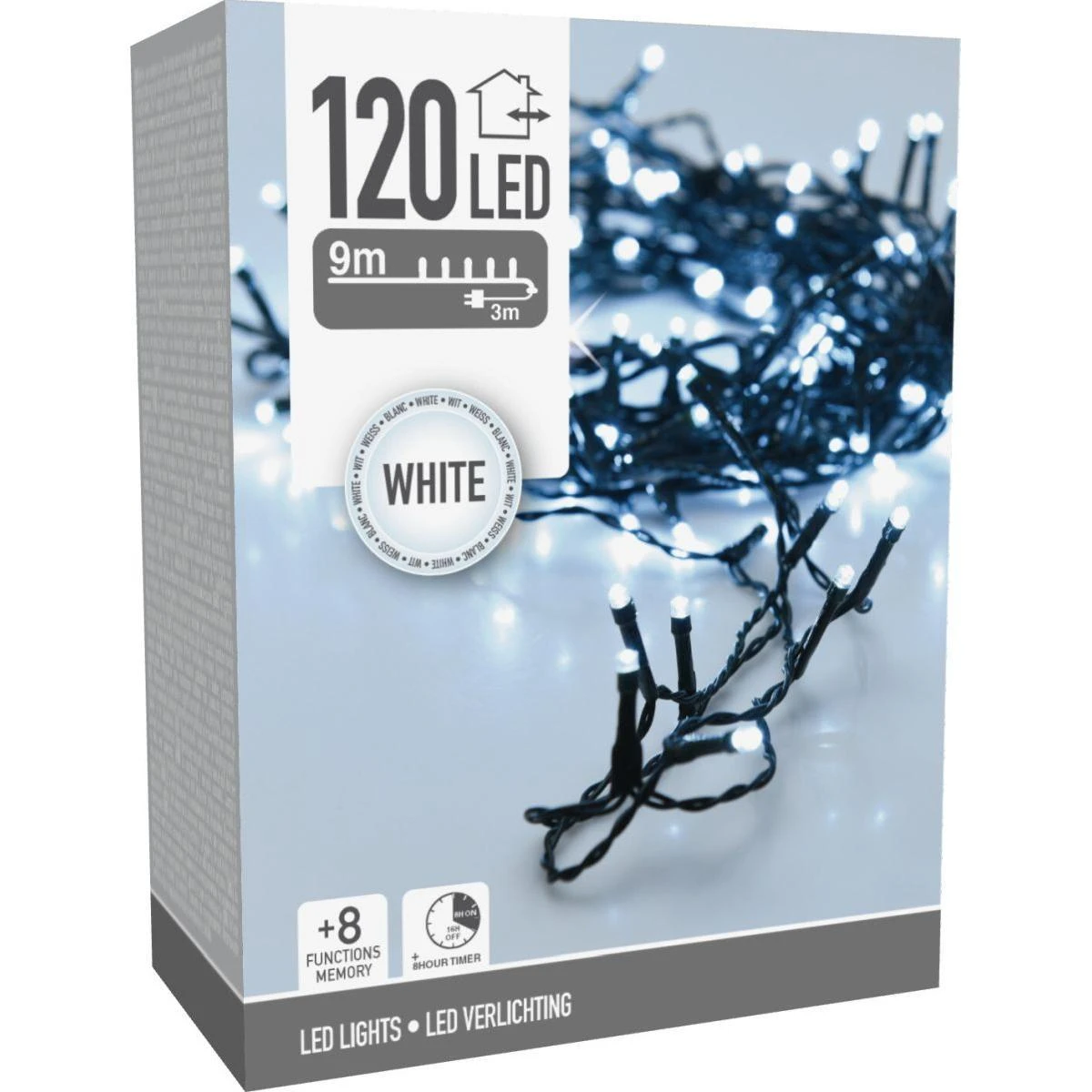 Christmas Decoration KALĖDINĖS LEMPUTĖS ŠVIESOS GIRLIANDA 120 LED LAIKMATIS ŠALTA BALTA 809917