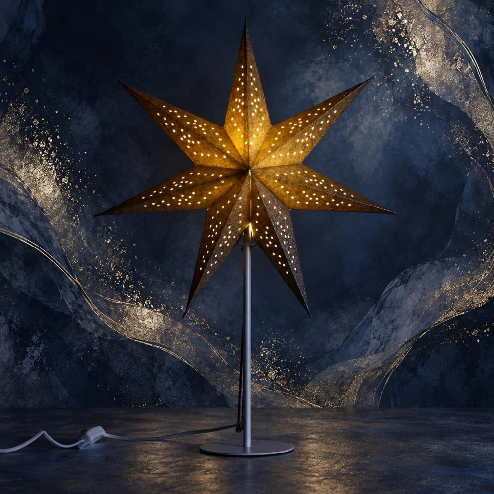 Lampa stołowa Koopman Lampka stojąca gwiazda dekoracyjna 65cm E 14 sidabrinė