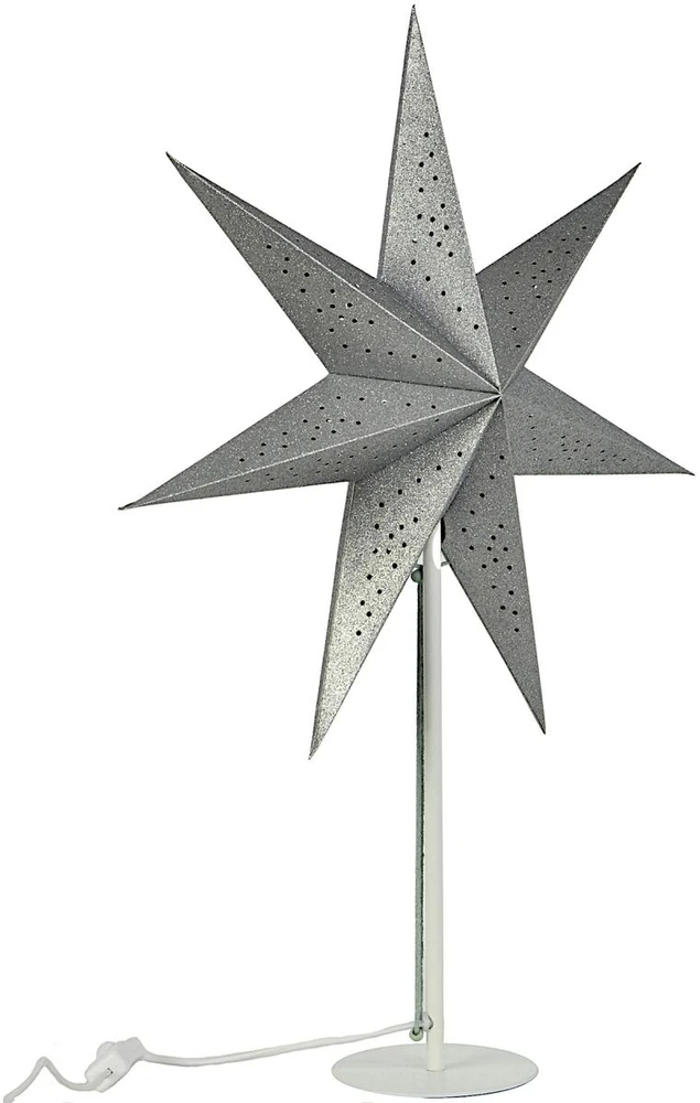 Lampa stołowa Koopman Lampka stojąca gwiazda dekoracyjna 65cm E 14 sidabrinė