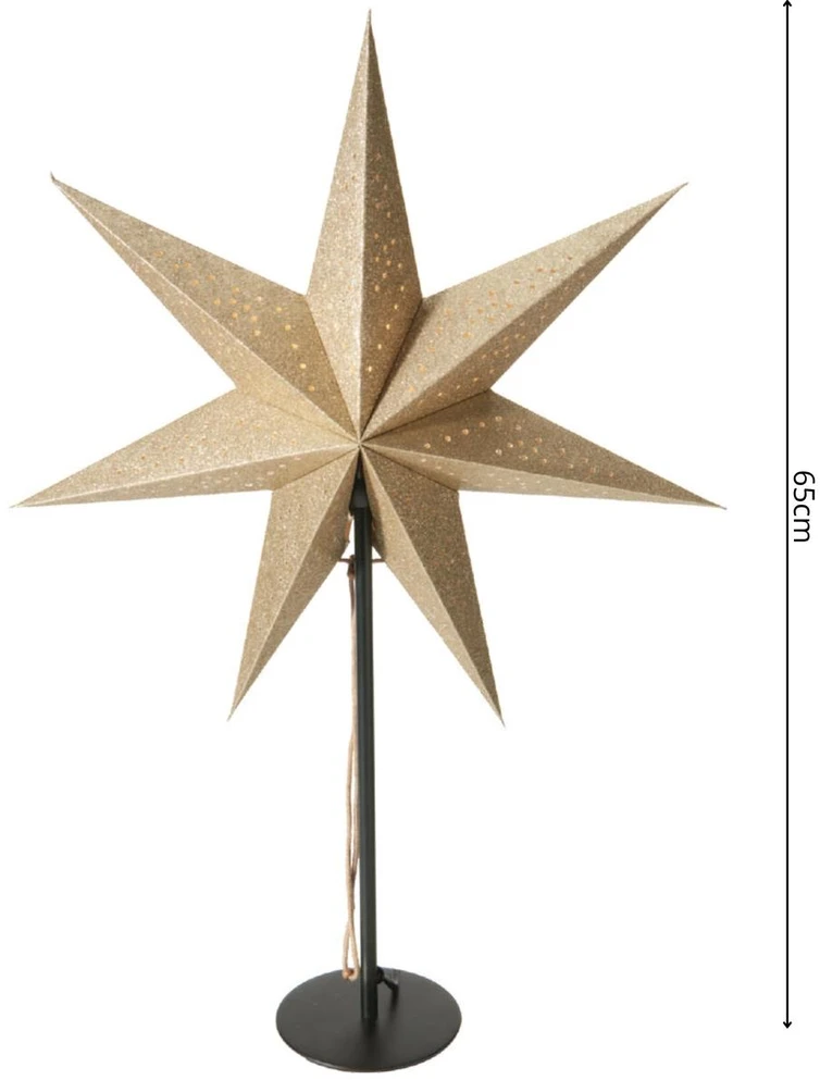 KOOPMAN Dekoracja świąteczna Christmas decoration Gwiazda dekoracyjna su podświetleniem LED wys:65CM CHAMPAGNE