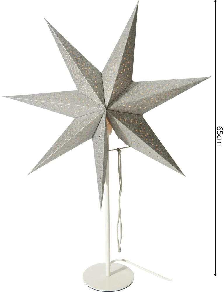 Lampa stołowa Koopman Lampka stojąca gwiazda dekoracyjna 65cm E 14 sidabrinė