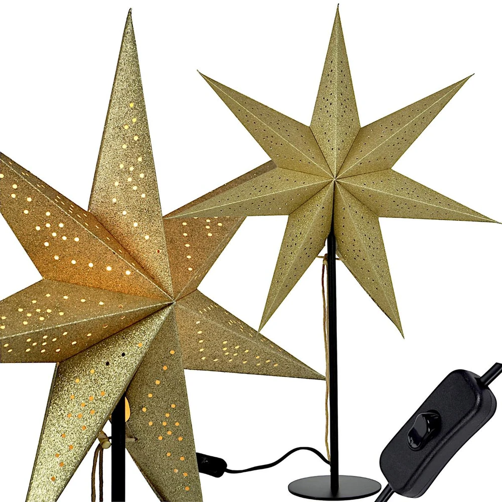 KOOPMAN Dekoracja świąteczna Christmas decoration Gwiazda dekoracyjna su podświetleniem LED wys:65CM CHAMPAGNE
