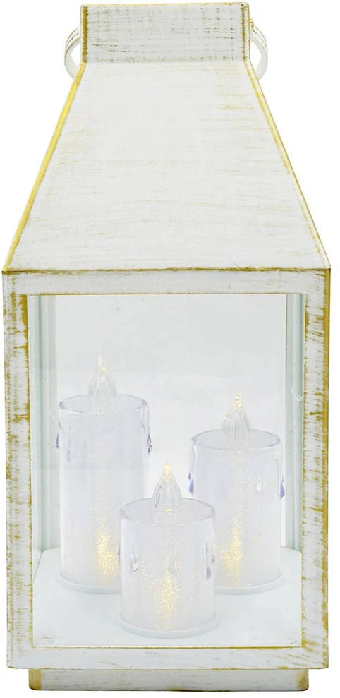 KOOPMAN LATARNIA LAMPION ADWENTOWY RORATY LED 35CM 3 ŚWIECE TIMER Baltas