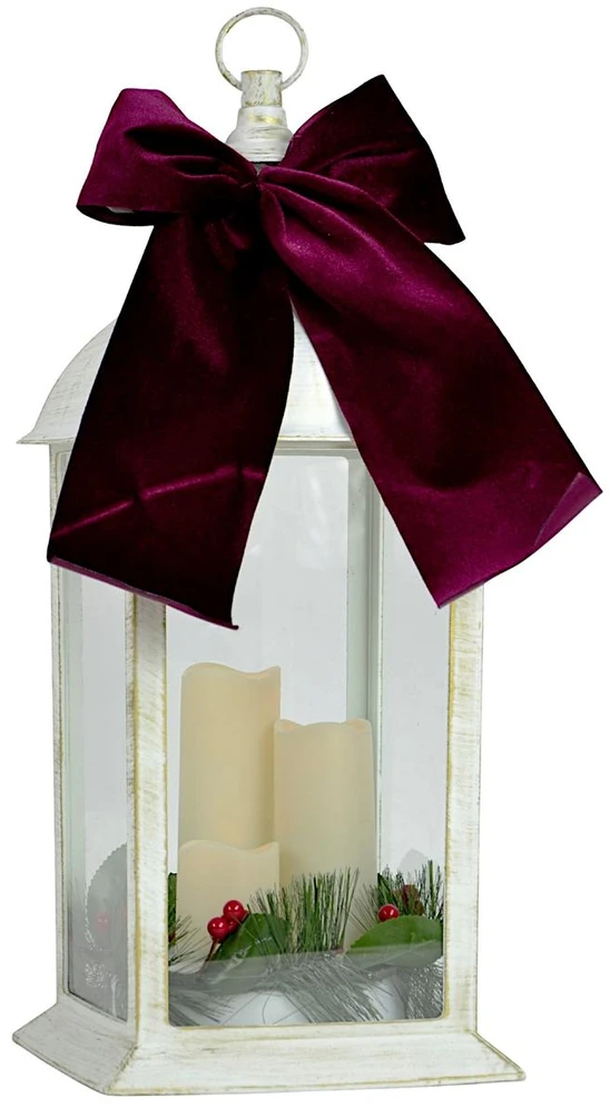 KOOPMAN Affek Design Latarnia lampion adwentowy znicz LED 49CM balta 3 świece