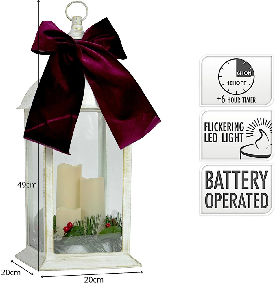 KOOPMAN Affek Design Latarnia lampion adwentowy znicz LED 49CM balta 3 świece