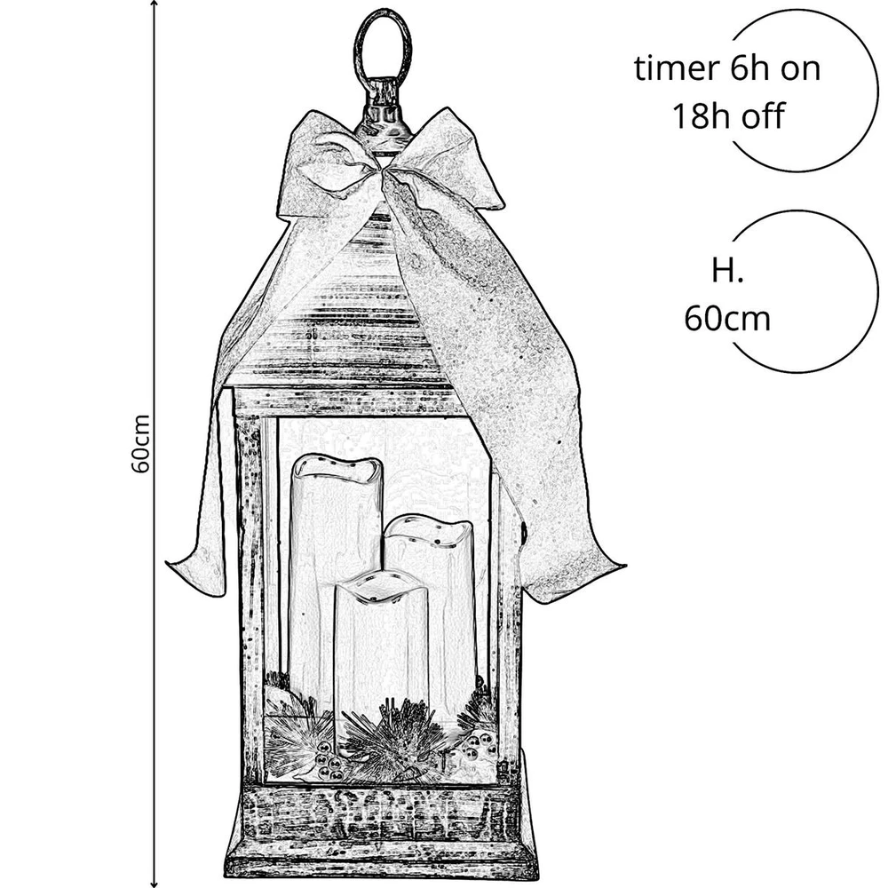 KOOPMAN Dekoracja świąteczna Affek Design Latarnia lampion adwentowy znicz LED 60CM 3 świece juoda